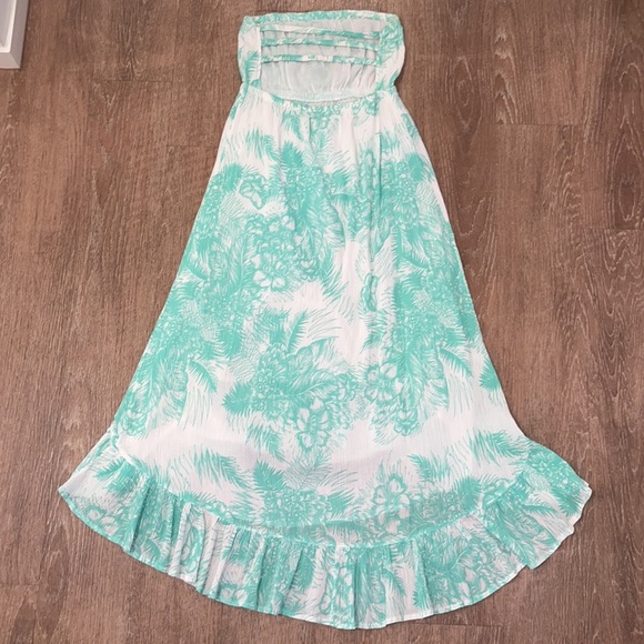 Rip Curl Green/White Tropical Print Hi-Lo Dress - Picture 8 of 15